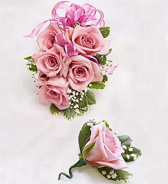 Pink Rose Corsage & Boutonniere